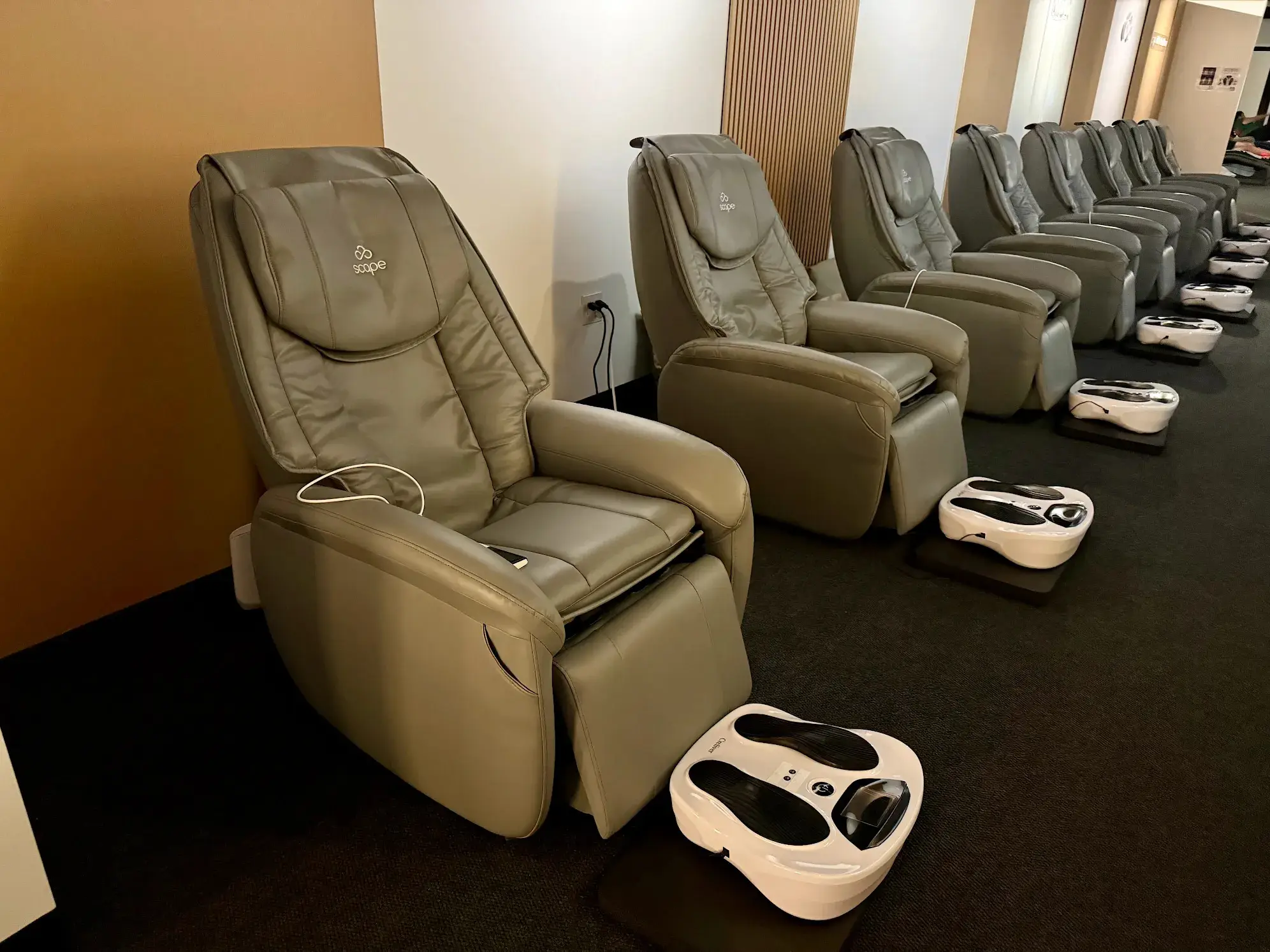 automated relaxation chairs at a Scape relaxation spa sanctuary.